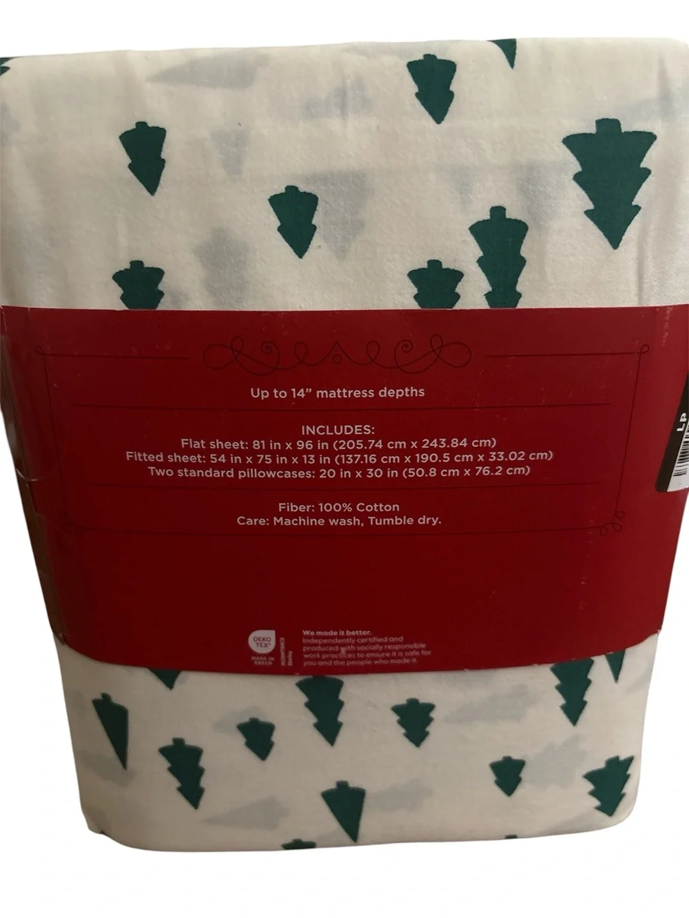 Wondershop Green Tree Cotton Sheet Set - White and Green (full size)